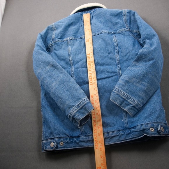 Madewell Western Women Sherpa Lined Denim Jacket Oversized Jean Trucker Coat S - Picture 5 of 11